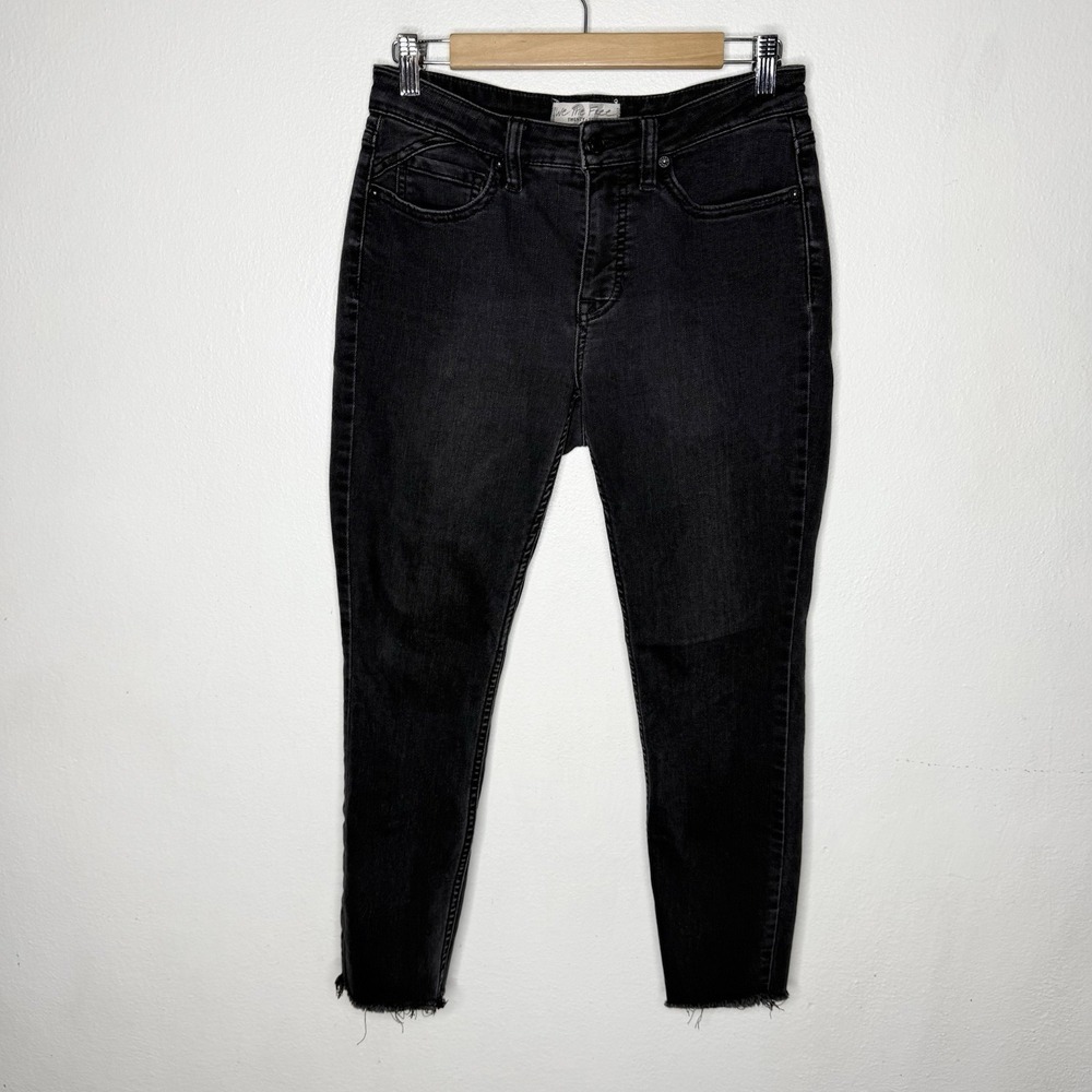 We The Free People Black Mid Rise Skinny Stretch Jeans Pockets Womens 27
